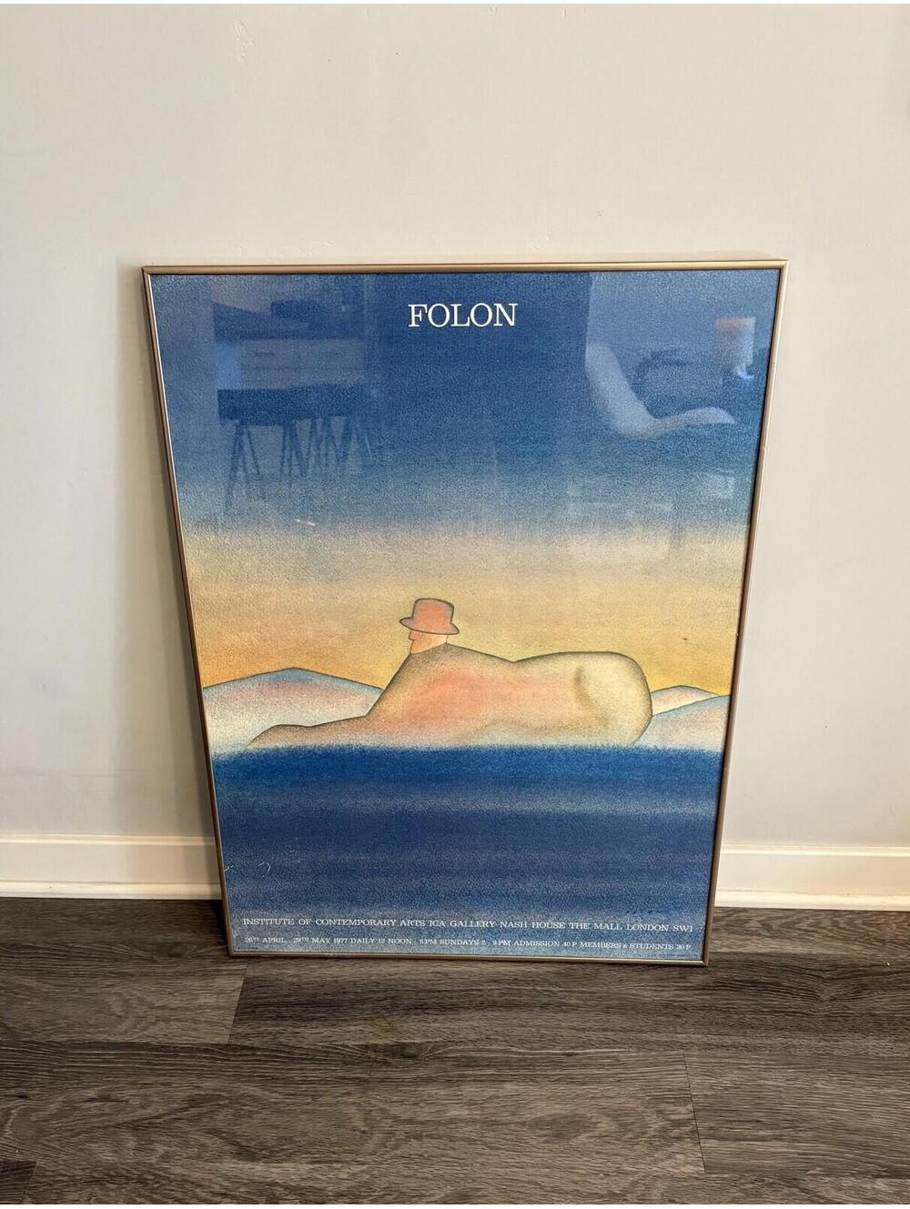 Vintage 1977 Jean-Michel Folon ICA London Exhibition Poster Framed Sphinx Art